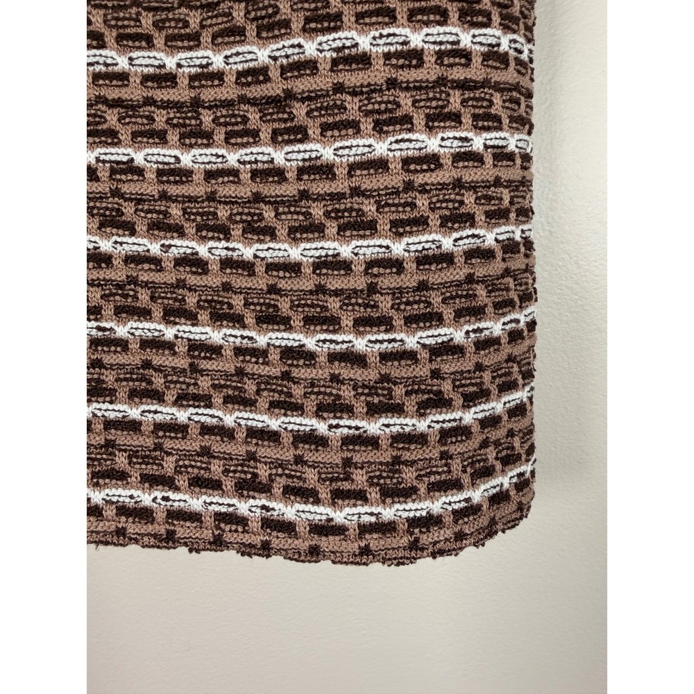 Ming Wang Women Brown Striped Knit Pencil Skirt Size Large Textured Midi Elastic - Picture 3 of 9